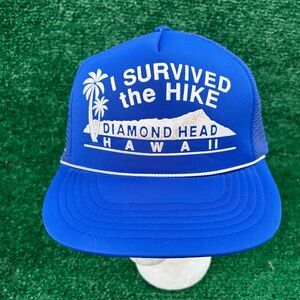 Vintage Hawaii Trucker Hat I Survived The Hike Diamond Head Snapback Cap Rope
